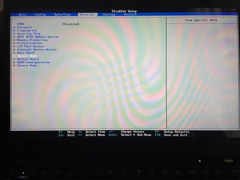 Security Boot画面