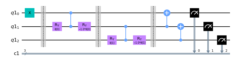 3量子ビットW状態生成回路